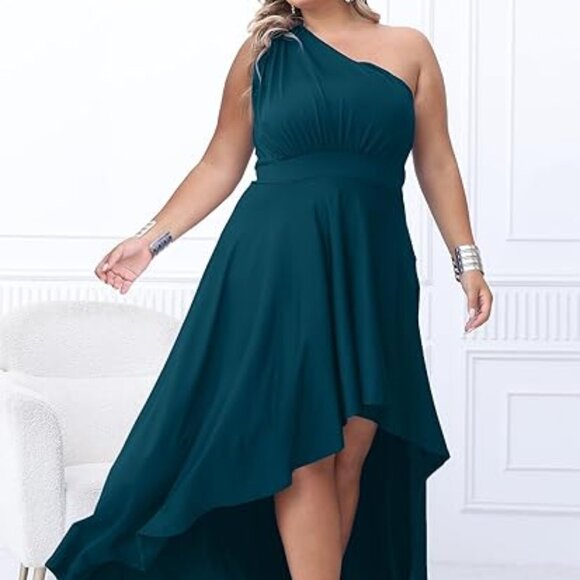 Ekaliy Women's Plus Size One Shoulder Dress Sexy Cocktail Maxi Dress - Picture 1 of 5